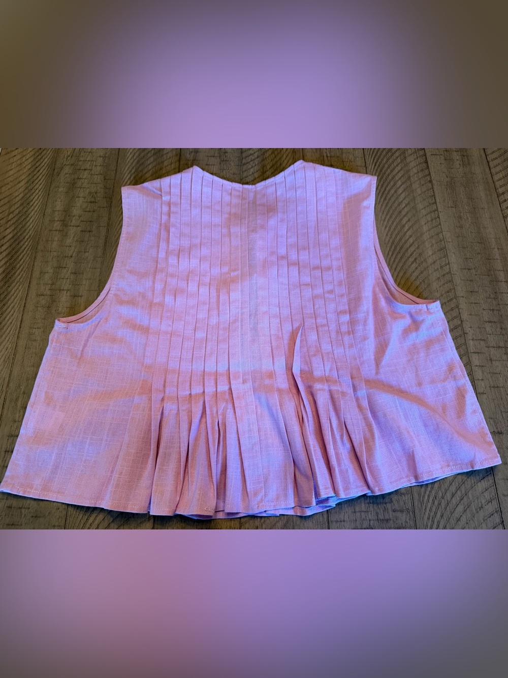 Lalavon Pink Pleated Tank- size Large - Picture 3 of 6